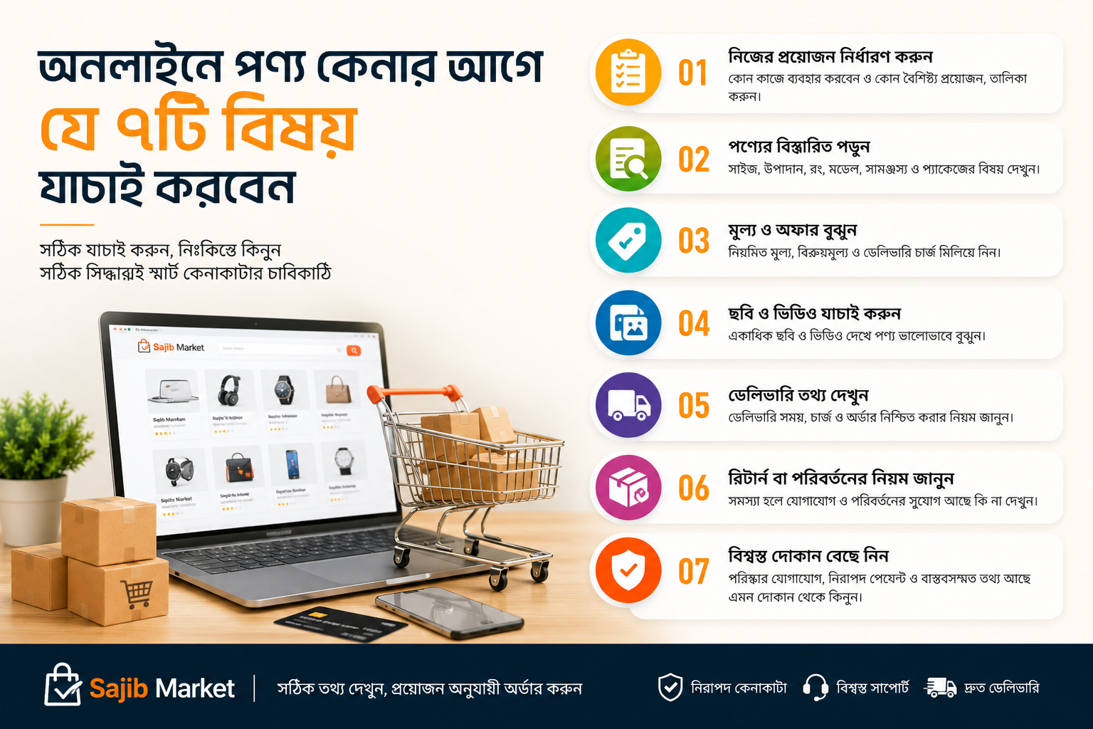অনলাইনে পণ্য কেনার আগে যে ৭টি বিষয় যাচাই করবেন
